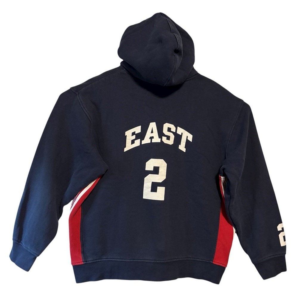 VTG Nike Side Stripes Hoodie Pullover Blur White Red 2 EAST LG EUC RARE